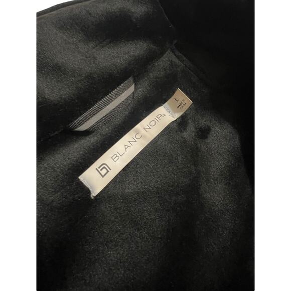 Blanc Noir Belted Drape Velour Jacket Black Soft Coat Size Large Mid Length - Picture 5 of 16